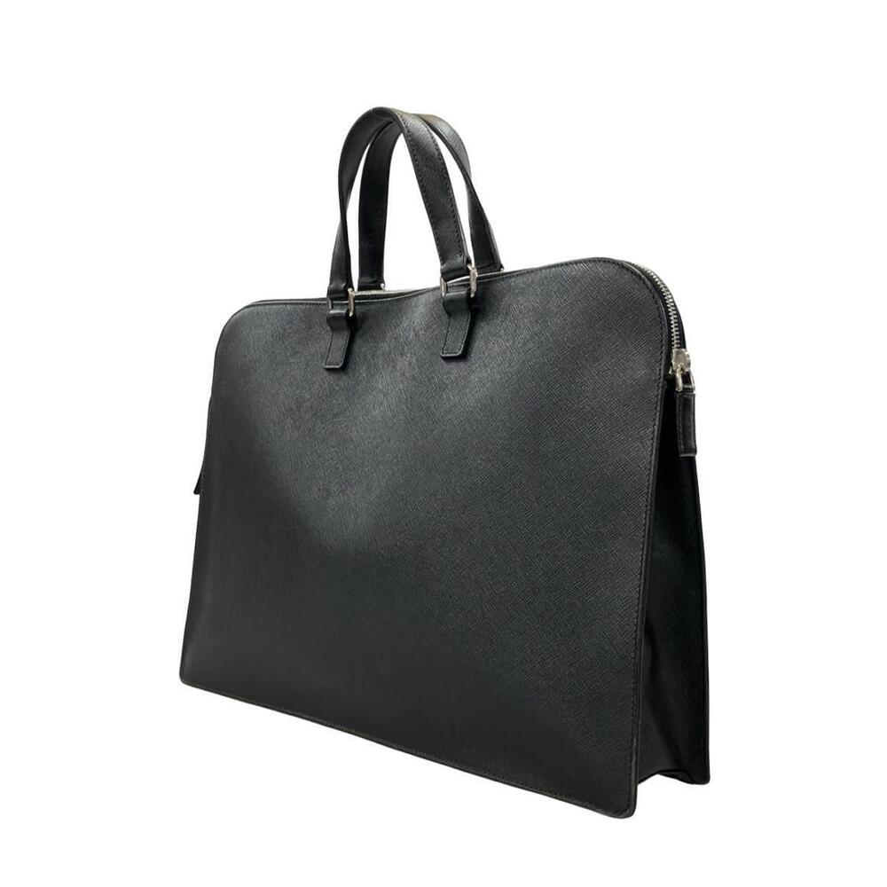 Prada Saffiano leather briefcase featuring front zip pockets - Picture 3 of 6